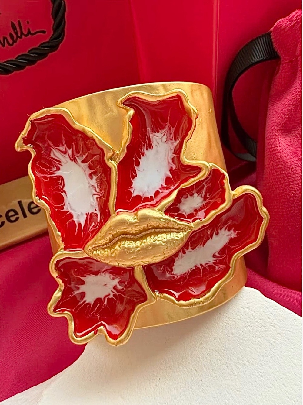 Schiaparelli Style Blooming Lips Cuff